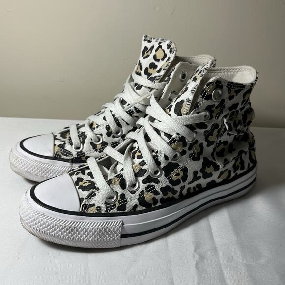 Converse Chuck Taylor All Star High Leopard Sneakers Pocket 167086C W6 Rare - Picture 12 of 12